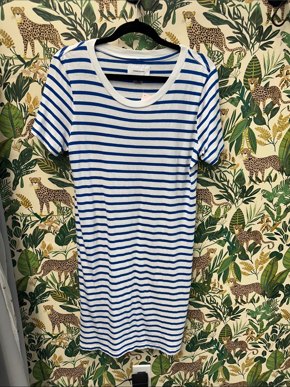 Current/ Elliot Striped Blue and White Crewneck Women’s Dress 1